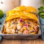 Southwest Chicken Salad on a plate in croissants