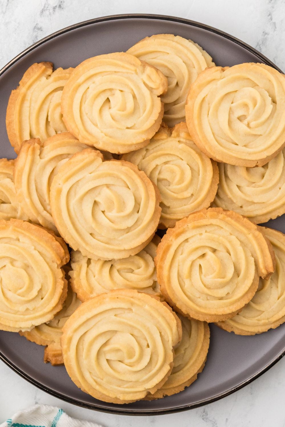 Butter Cookies on plate sitting on table 