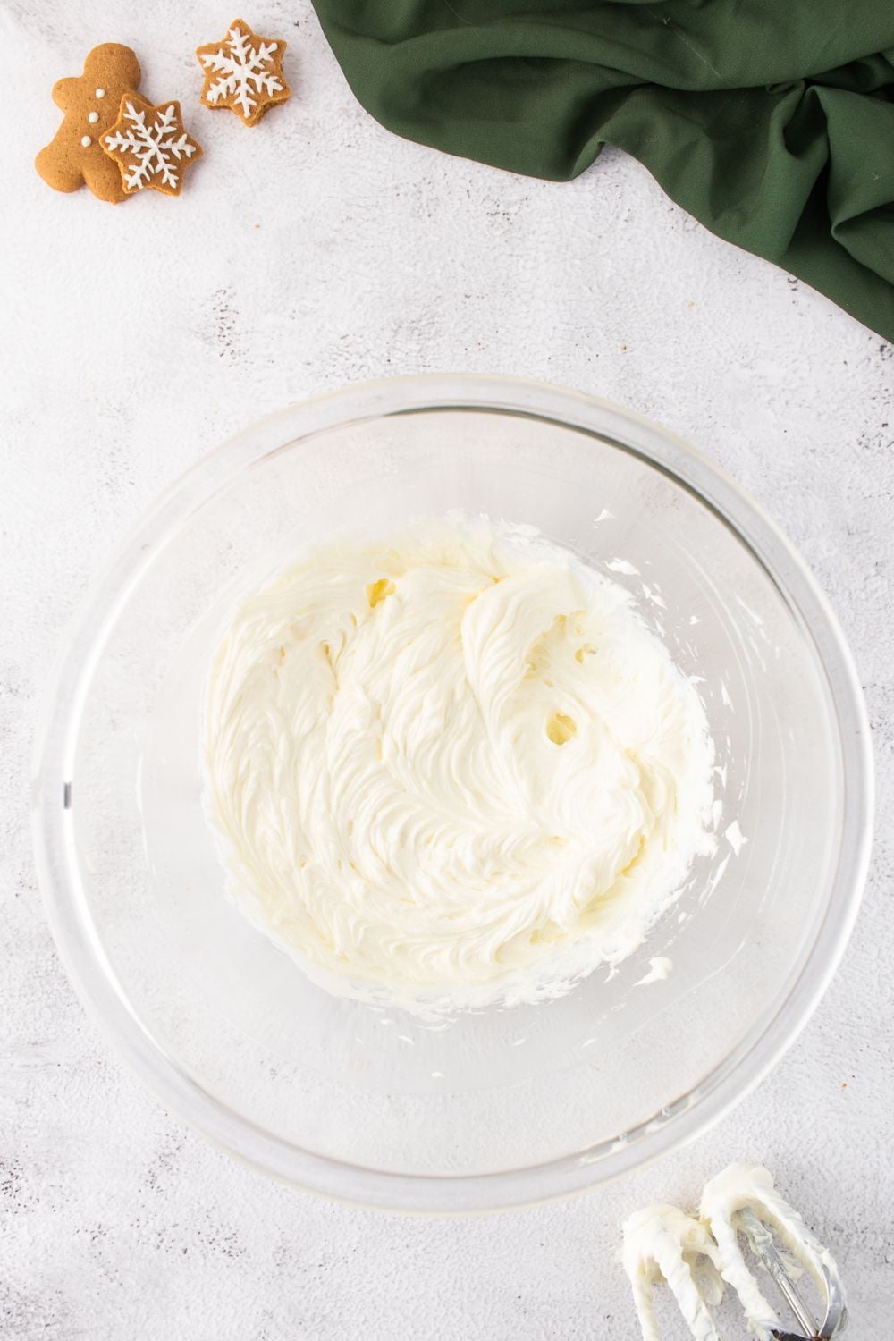 cream cheese in a glass bowl on table 