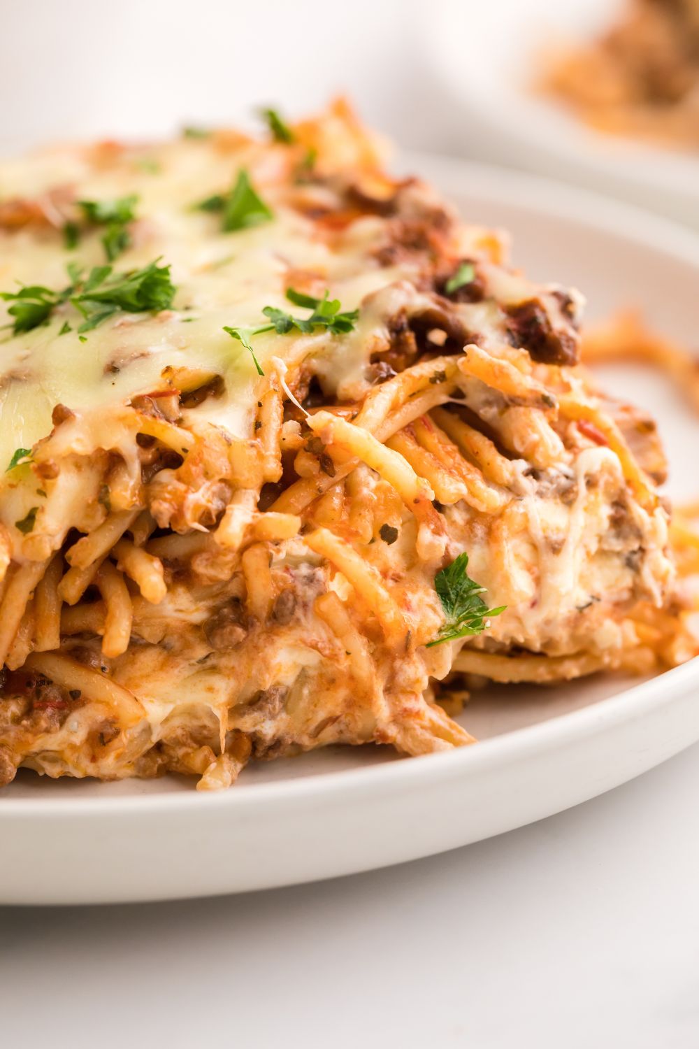 Million Dollar Spaghetti Casserole on a plate 