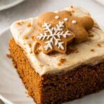 slice of Gingerbread Cake with Cream Cheese Frosting on plate