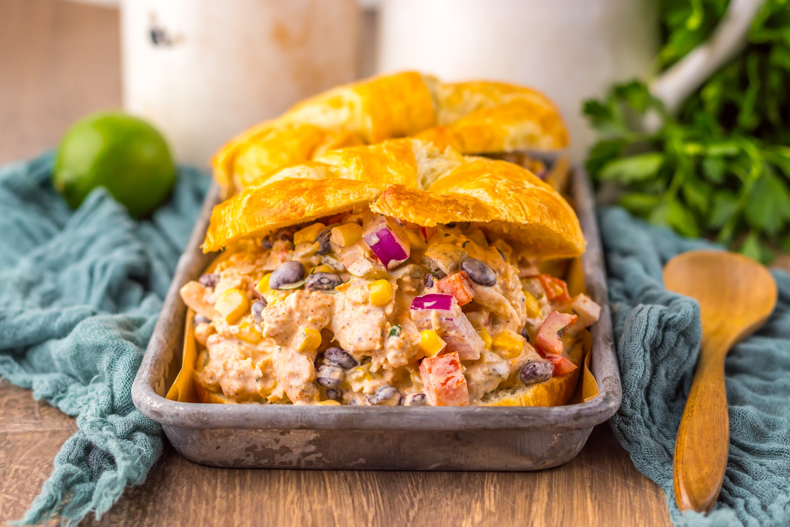 Creamy Taco Chicken Salad in a serving dish 