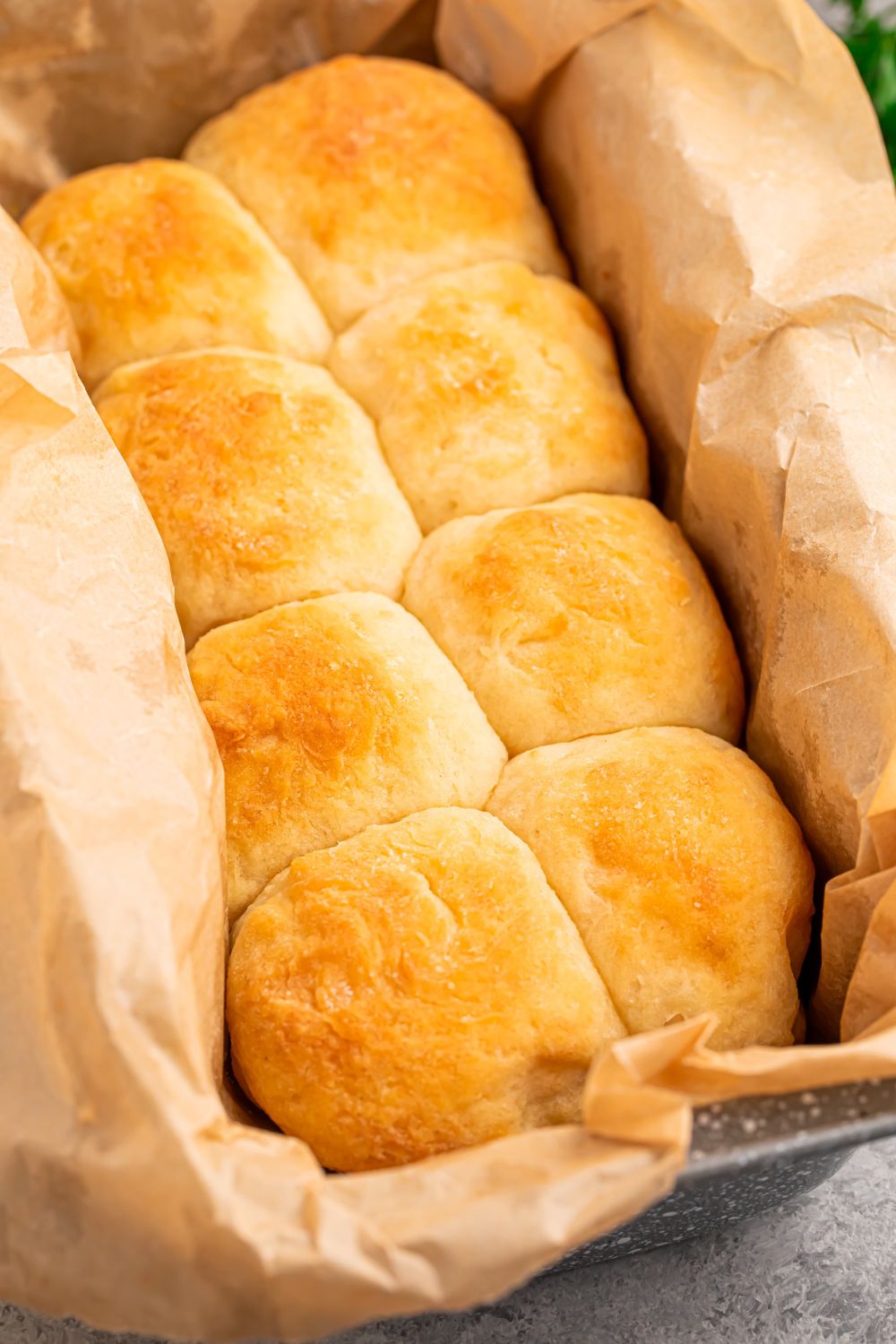 2 Ingredient Dinner Rolls in a pan on table 
