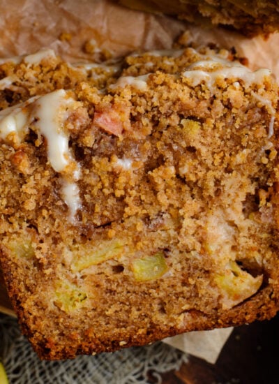 Slice of the Apple Cinnamon Loaf Cake on the table