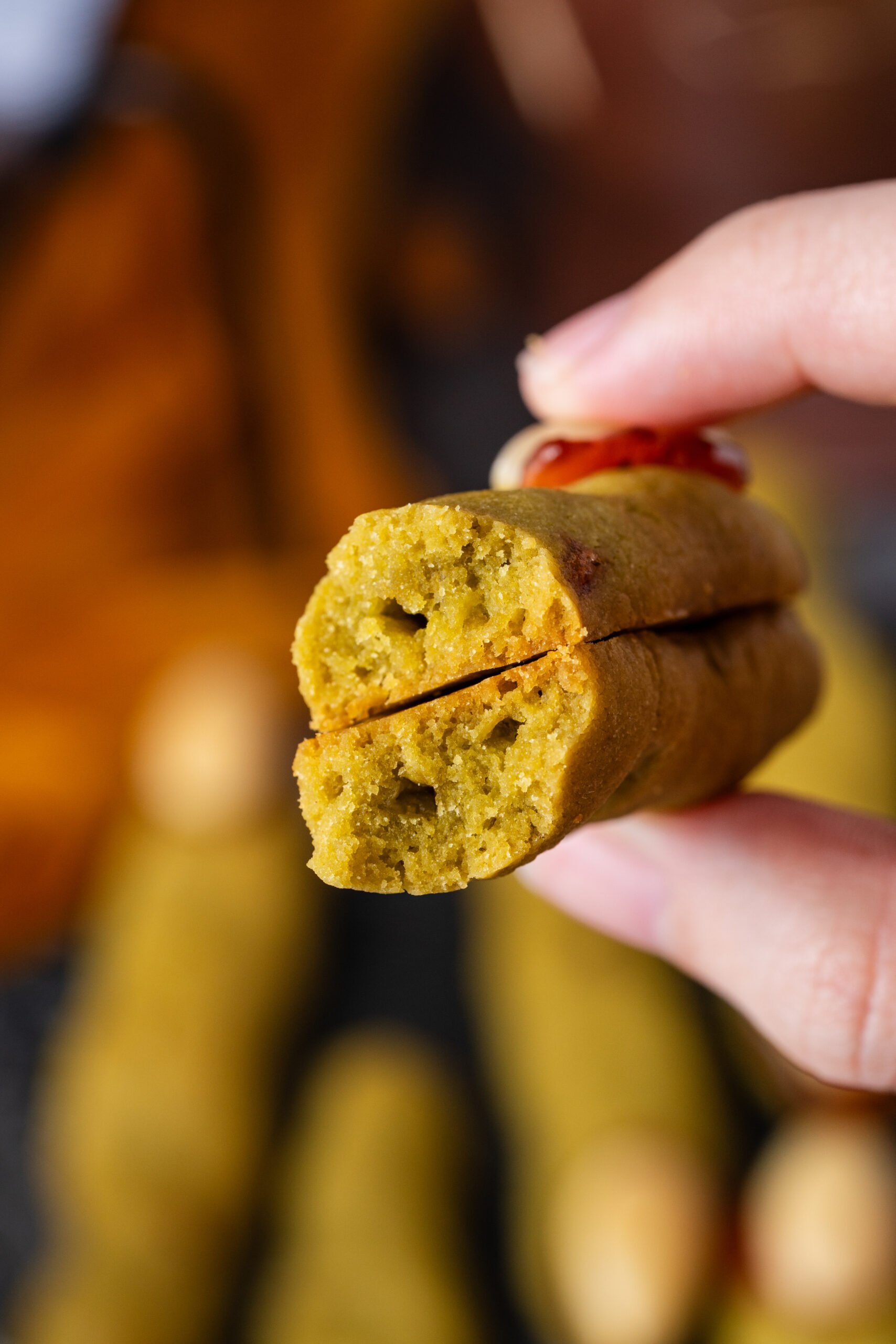 Witch Finger Cookie split open to show the delicious consistency inside!