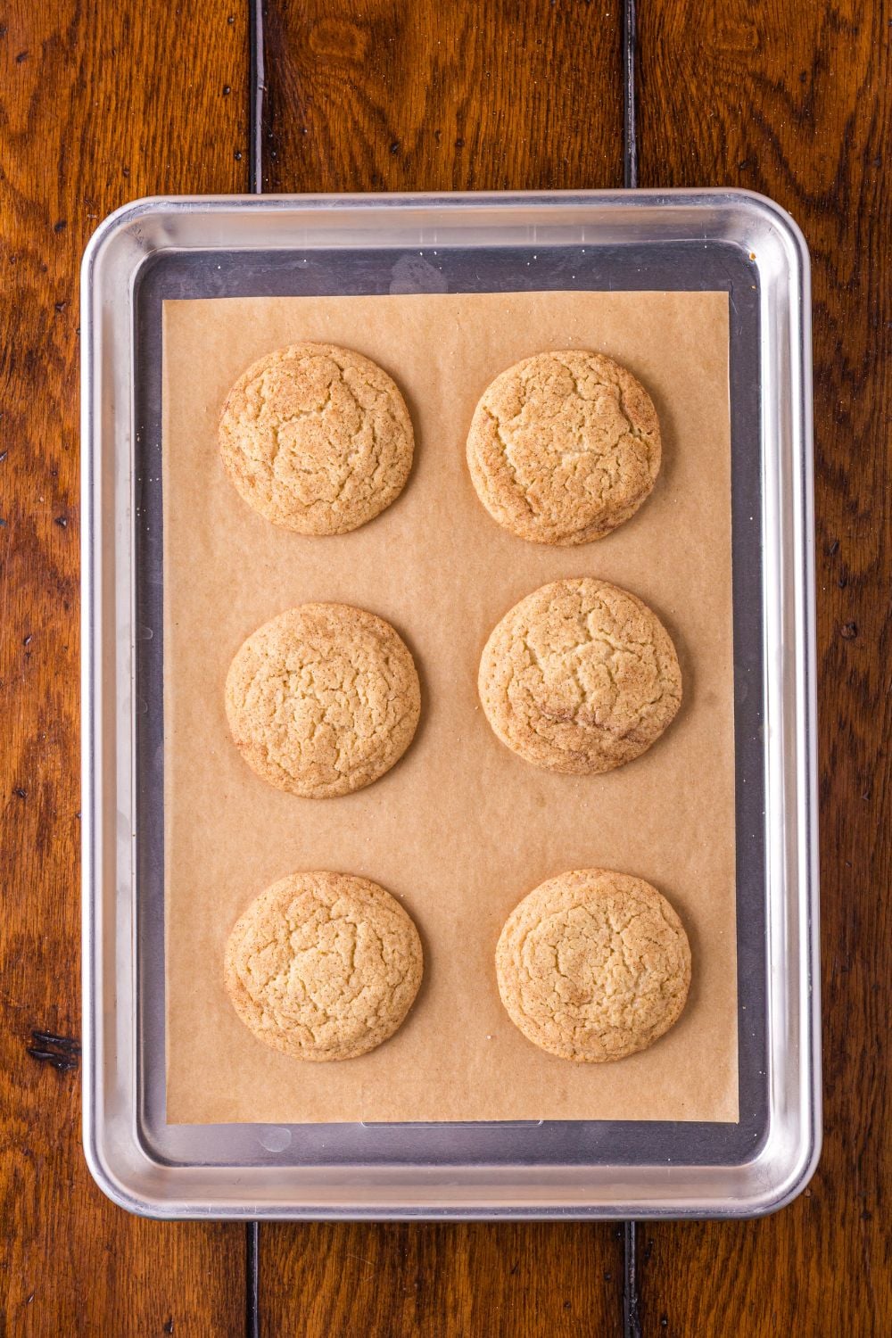 snickerdoodle cookies on a baking tray 