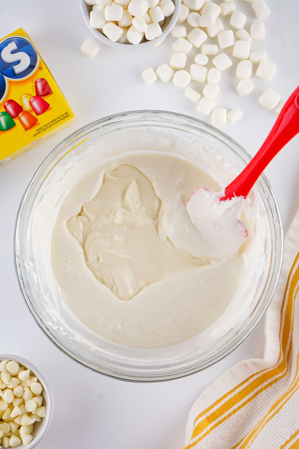 mixing up the marshmallow nougat recipe 