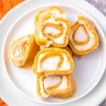 Soft Cream Caramels on a white plate sitting on the table